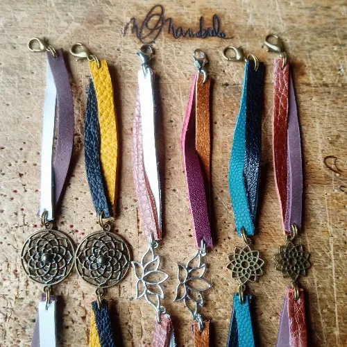 Bracelet fin en cuir Rosace/Graine de vie/Lotus