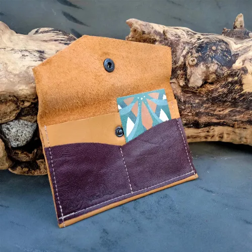Porte-carte complet Moutarde/Prune