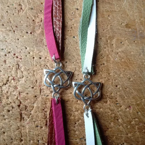 Bracelet en cuir Celte/argent&eacute;