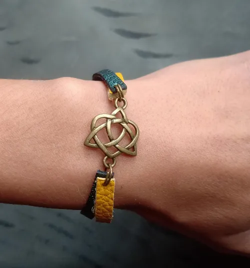 Bracelet en cuir Celte/Bronze