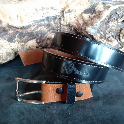 Ceinture r&eacute;versible Camel/Noire