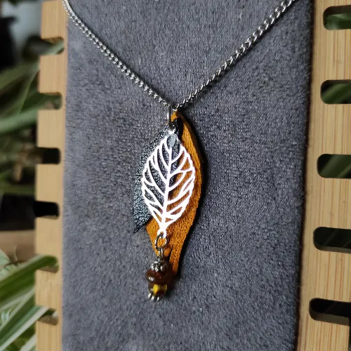 Collier Feuille Ambre 