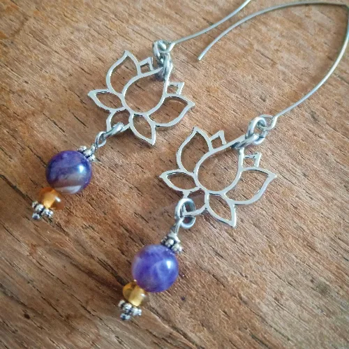 Boucles d'oreilles Lotus Argent&eacute;